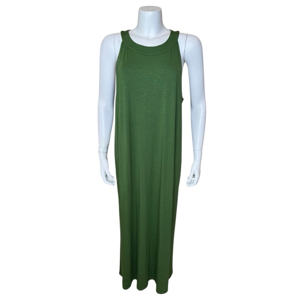 J Jill Women’s Sleeveless Maxi Dress 2X Stretch Pockets Long Green